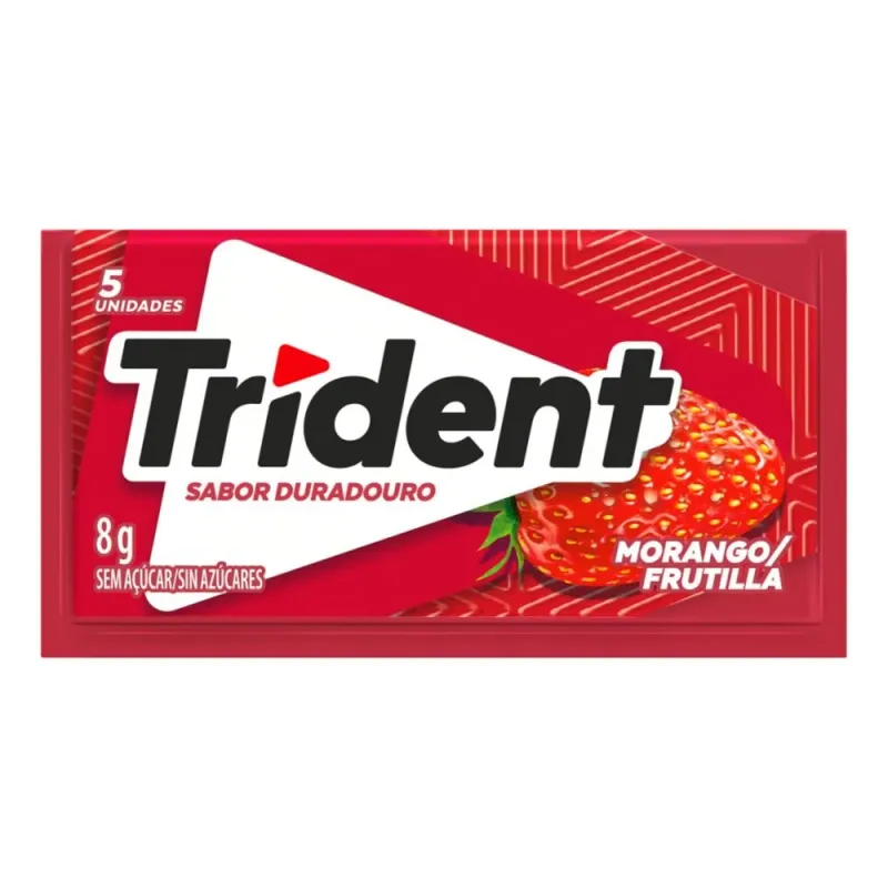 Chiclete Trident Morango Sem Açúcar 5un 8g